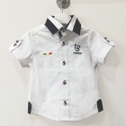 Дитяча сорочка для хлопчика з коротким рукавом, біла (3037), Bebizia