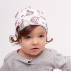 Дитяча демісезонна шапка для дівчаток "Віченца" м'ята з малюнком, DemboHouse (ДембоХаус)