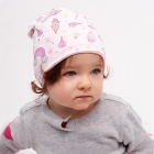 Дитяча демісезонна шапка для дівчаток "Віченца" рожева з малюнком, DemboHouse (ДембоХаус)