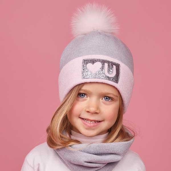 Дитячий зимовий комплект (шапка + шарф-хомут) для дівчинки \"Хацору\", DemboHouse (ДембоХаус)