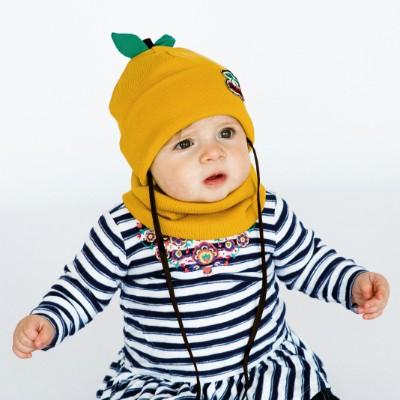 Дитячий демісезонний комплект (шапочка + хомут) для дівчинки \"Оранж\", DemboHouse (ДембоХаус)