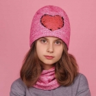 Дитячий зимовий комплект (шапка + шарф-хомут) для дівчинки "Морі", DemboHouse (ДембоХаус)