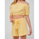 Літній костюм для дівчинки, топ та шорти, лимонний (112433, 110763), Smil (Сміл)
