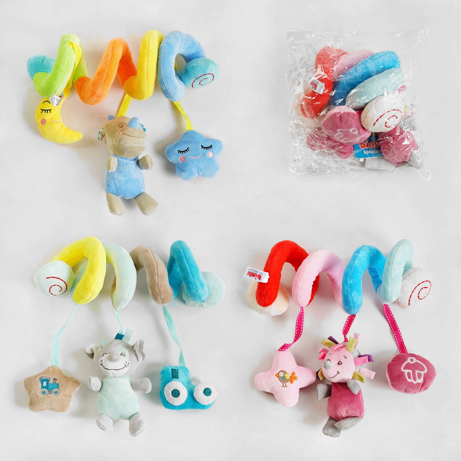 Брязкальце м'яке розтяжка-спіраль, пискавка, шелесткі та гримлячі елементи (С 47838) "Bimbo"