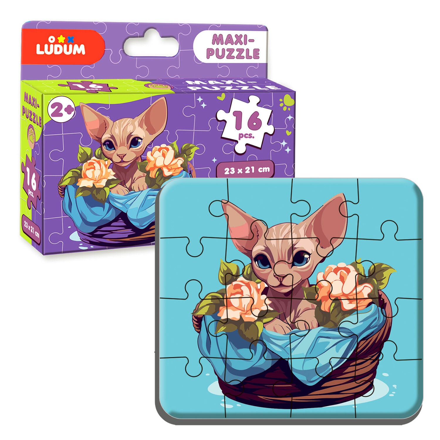 Максі-пазл "Котик 2"  (МЕ 5032-03) "Ludum", 16 елементів, в коробці