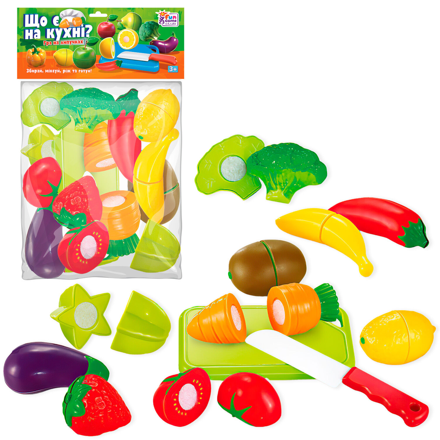 Дитячий ігровий набір продуктів на липучці, 12 ел. 65267, 4FUN Game Club