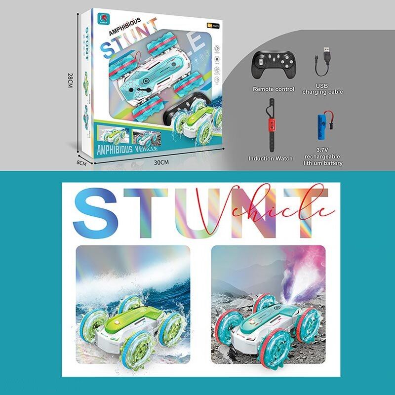 Іграшка машина на радіокеруванні 1840-4, амфібія, парогенератор, підсвічування, пульт, браслет, акумулятор 3.7 V