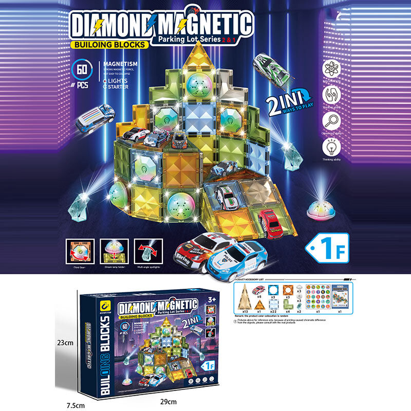 Магнітний конструктор світло, 6 машинок, 60 ел., 6815 A