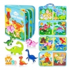 М'яка книжка-бізіборд  "Динозаври", фетр, пальчикові ігри, шнурівка, елементи на липучках, (25009 )