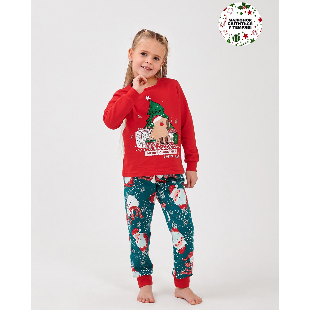 Дитяча тепла піжама Новорічна червона 104764-1, Smil (Смил)