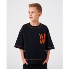 Детская футболка для мальчика Oversize, черная (110674), Смил