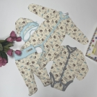 Комплект одягу для новонародженого хлопчика, 4 предмети, бежево-бірюзовий (119908), Smil (Смил)