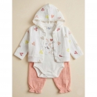 Дитячий костюм для дівчинки (кофта+боді+штани), кораловий (3258), Elci baby