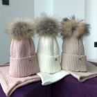 Зимняя детская шапка с натуральным помпоном и хомут,  (25WP55K), Pompona