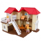 Игровой двухэтажный домик для кукол Вилла "Счастливая семья"  (012-01)