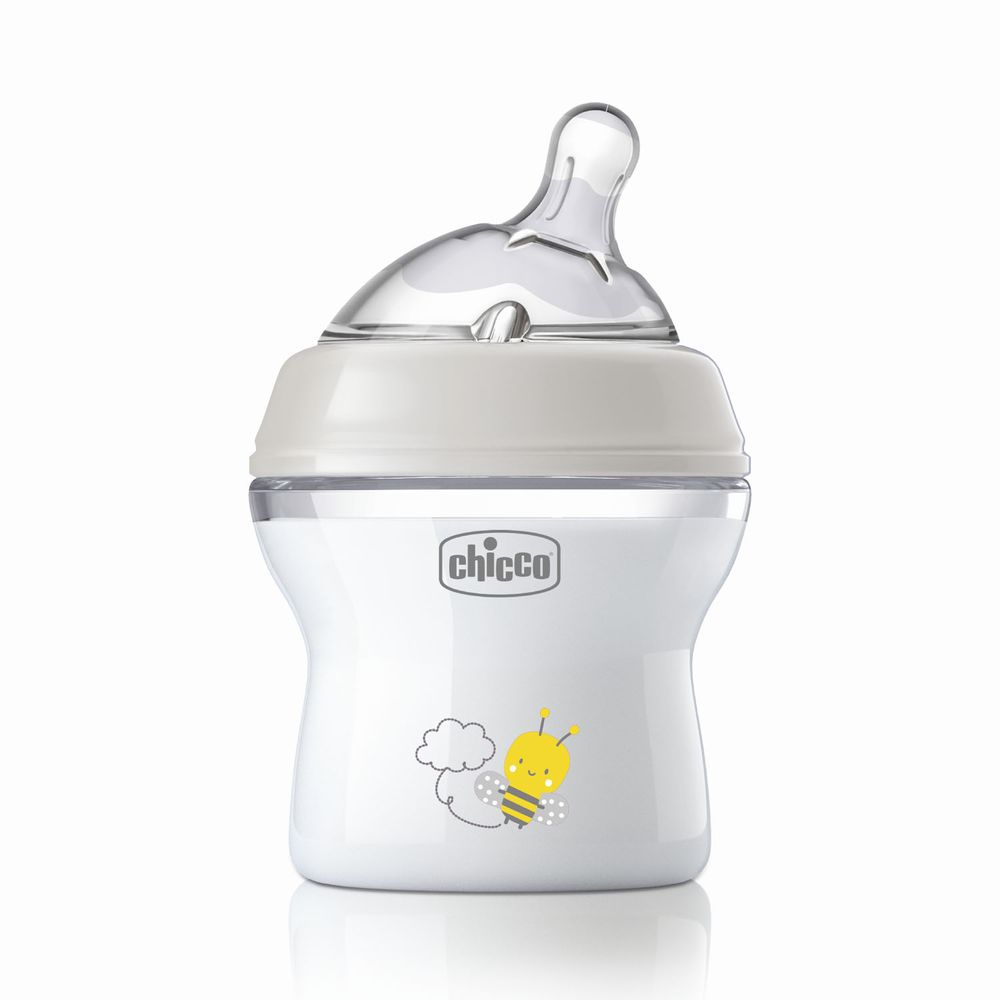 Дитяча пляшечка пластик Natural Feeling NEW, 150 мл, 0м+ сіра (81311.30), Chicco