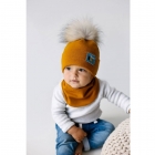 Дитячий зимовий комплект (шапка + манішка) для хлопчика "Рождений", гірчичний, DemboHouse (ДембоХаус)