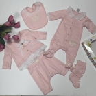 Комплект одягу для новонародженої дівчинки, 5 предмети, рожево-білий (107297), Smil (Смил)