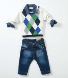 Дитячий комплект для хлопчика (джинси + сорочка + светр) 6138, Nipper Land (Туреччина).