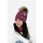 Детский зимний комплект (шапка + шарф-хомут) для девочки "Лиана", малиновый, DemboHouse (ДембоХаус)