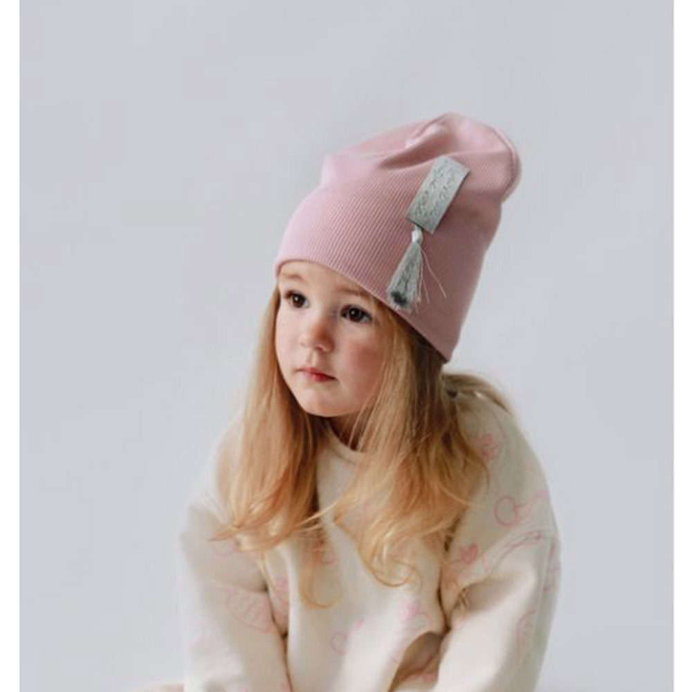 Детская демисезонная шапка для девочки Клодетта, пудра, DemboHouse (ДембоХаус)