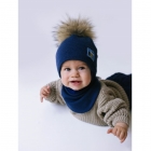 Детский зимний комплект (шапка + манишка) для мальчика "Рожден", джинс, DemboHouse (ДембоХаус)