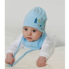Детский демисезонный комплект (шапка+манишка) для мальчика Руфен, голубой, DemboHouse (ДембоХаус)