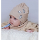 Детский демисезонный комплект (шапка+манишка) для мальчика Севрен, беж, DemboHouse (ДембоХаус)