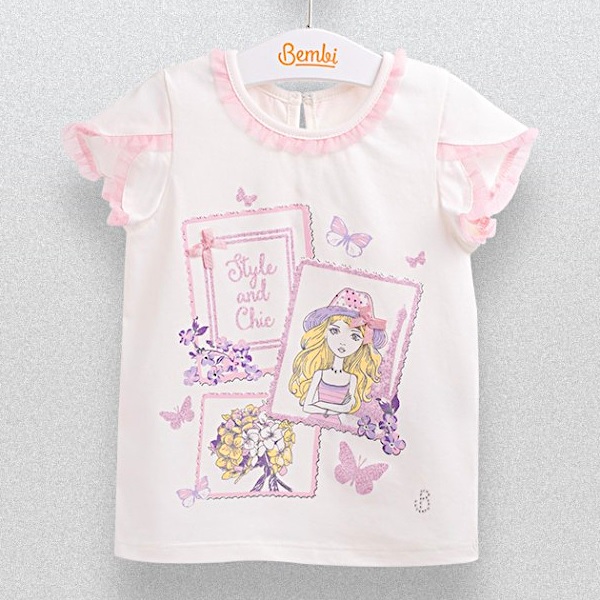 Дитяча футболка для дівчаток, біла (ФБ655), Бембі