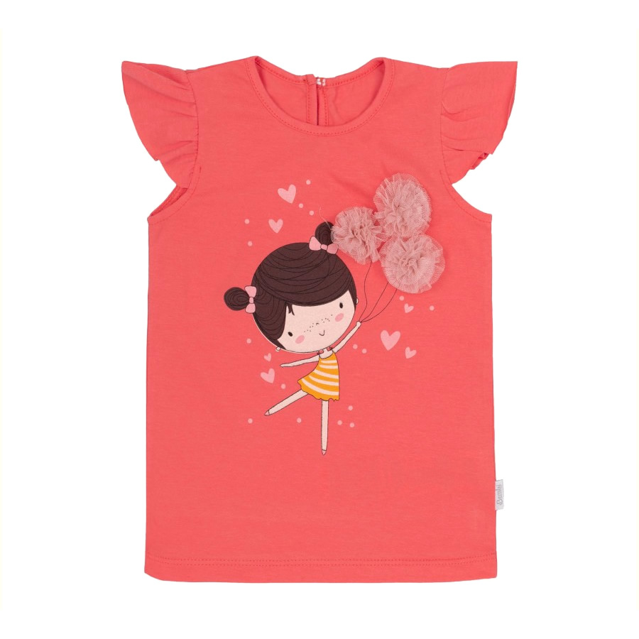 Детская футболка для девочки Enjoy summer, коралловая (ФБ715), Бемби