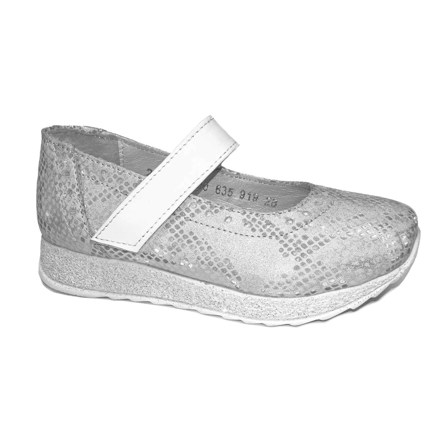 Дитячі туфлі для дівчинки, сріблясті 35 розміру (09700/635/919, 07700/635/919), Bistfor