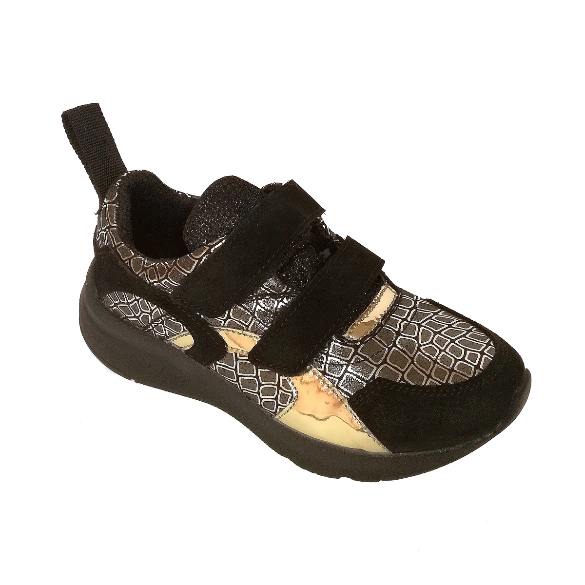 Детские кроссовки для девочки, черный-золото (97147/642/846, 95147/642/846), Bistfor