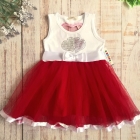 Нарядное платье для девочки, красно-белое (10862), Breeze