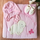 Набор для новорожденного (конверт-одеяло + шапочка + пинетки), розовый (3455), Bebessi (Турция)