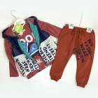 Дитячий костюм для хлопчика (жилет + реглан + штани), теракотовий (3702), Bebessi (Туреччина)