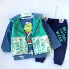 Детский костюм для мальчика (жилет+реглан+брюки), синий-зеленый (3702), Bebessi (Турция)