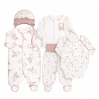 Детский комплект для новорожденных, белый с коричневым (КП144), Бемби