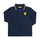 Детская футболка-поло с длинным рукавом для мальчика, темно-синяя (ФБ757), Бемби