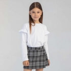 Блуза с длинным рукавом для девочки, белая (ФБ862), Бемби