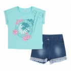 Детский костюм для девочек Tropical life, бирюзовый-джинс (КС633), Бемби