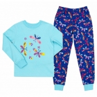 Пижама для девочки, бабочки голубой+синий (ПЖ53), Бемби