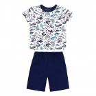 Летняя пижама для мальчика, синяя+рисунок (ПЖ54), Бемби