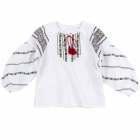 Детская блуза Вышиванка для девочки, белая (РБ137), Бемби