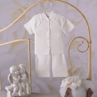 Хрестильний костюм для хлопчика Святик (короткий рукав), інтерлок, молочний (27070930), Бетіс