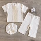 Крестильный костюм для мальчика - Натхнення-1, (кофта+штанишки+берет), интерлок, молочный (276853), Бетис (Украина)