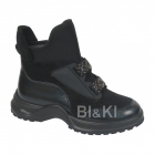 Демисезонные ботинки для девочки, черные (07-25A), Bi&Ki