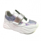 Детские кроссовки для девочки, белые с серебром (07104/919/410, 05104/919/410), Bistfor
