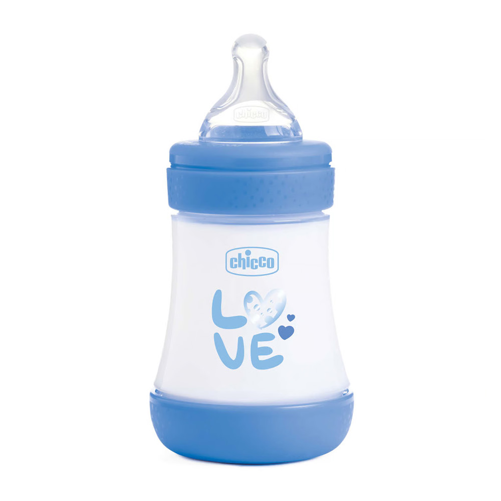 Дитяча пляшечка пластик PERFECT 5 Love, 150 мл, соска силікон, 0 м+ (20211.21.40), Chicco