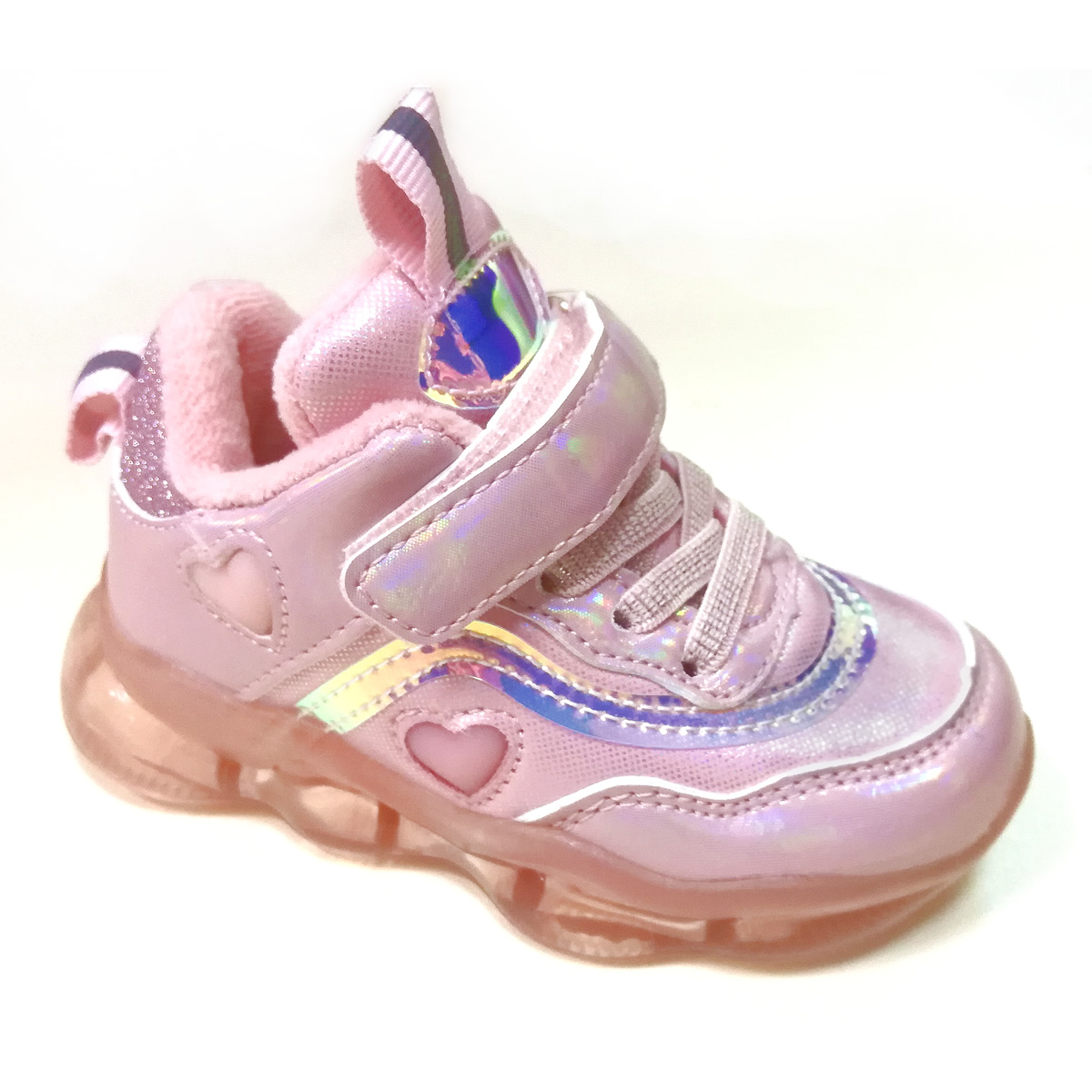 Дитячі кросівки для дівчинки, рожеві з підсвічуванням 23 розміру  (E-63 pink), Clibee