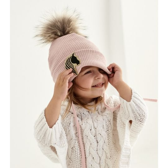 Дитяча зимова шапка для дівчинки Белен, пудра, DemboHouse (ДембоХаус)
